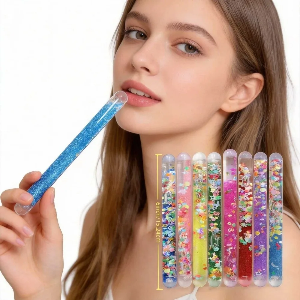 Stress Relief Liquid Glitter Flashing Stick Rotating Decompression in-Oil Quicksand Timer Toy 15cm Rotating Stick Toy Adult