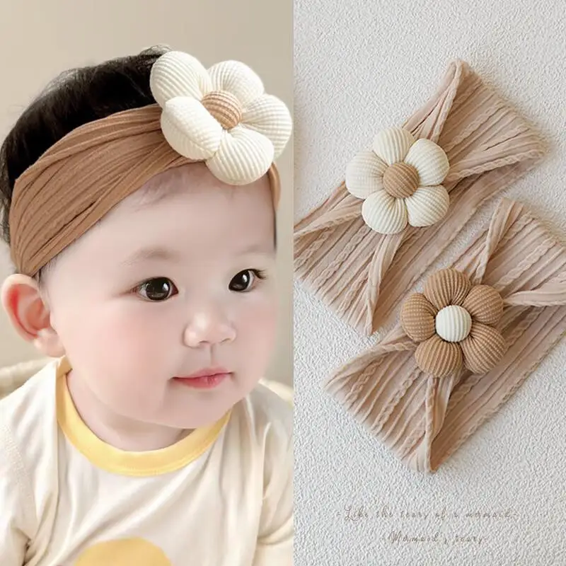 

New Baby Nylon Hairband Newborn Girl Flower Handmade Headband for Children Elastic Hairband Turban Kids Hair Accessories