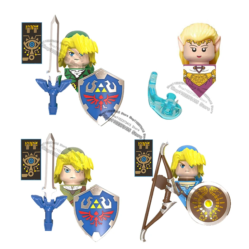 Modelo de Blocos de Construção Zelda para Crianças, Desenhos Animados, Princesa Ligada, Mini Figuras De Brinquedo De Ação, Montagem De Tijolos De