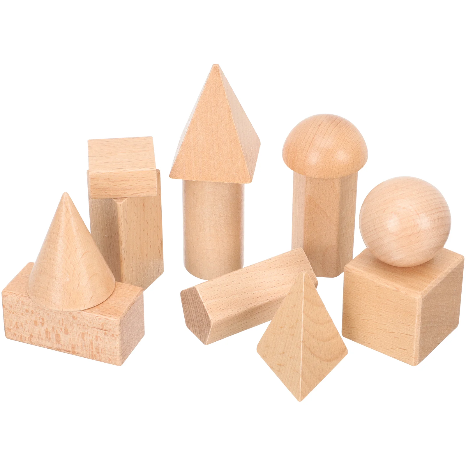 12 Pcs Geometry Model Kids Learning Tools Math Manipulatives Toys Wooden Geometric Block Shapes for Pattern Blocks Child