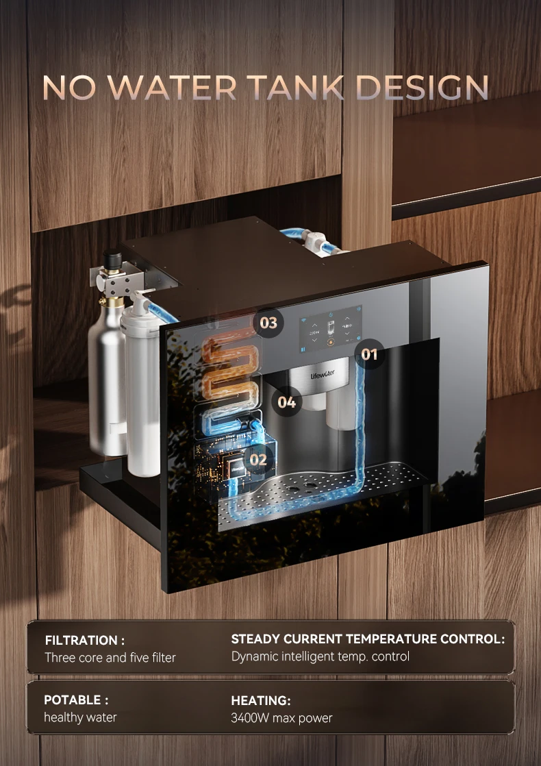 Electric Built-in Hot and Cold Water Dispenser Household and Hotel Use Plastic Housing