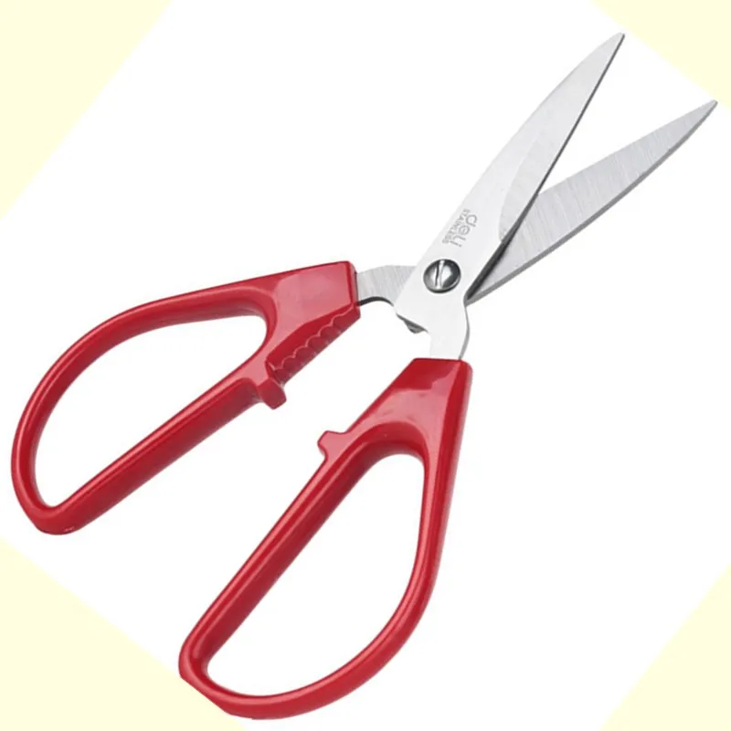 Deli Stainless Steel Big 165mm Red Scissors Child Student Cut Paper Tool Tailor Home Shears Kitchen Knife School Office Supply