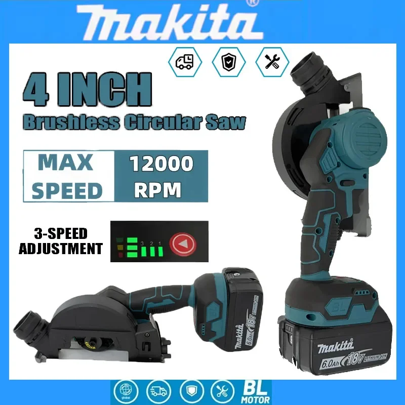 

Makita 4-Inch (110mm) Brushless 18V Cordless Circular Saw for Woodworking Metal Stone with External Rotor Motor No Battery