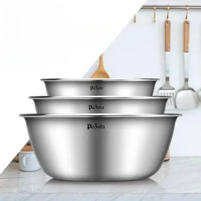 German Imported Mixing Bowl 304 Stainless Steel Dough Basin  Round Vegetable Washing Bowl  Kitchen Baking Basin