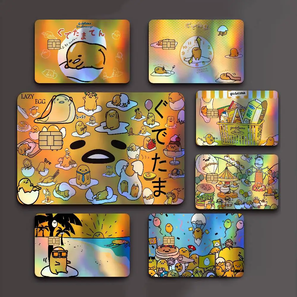 G-GUDETAMA Cartoon Fashion Laser Effect Bank Card Stickers Removable Aesthetic Card Decor