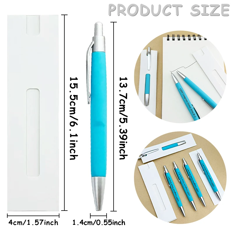 25/50Sets Custom Logo Ballpoint Pens Personalized Company Promotional Pens with Paper Case Advertising Gift Pen for Wedding