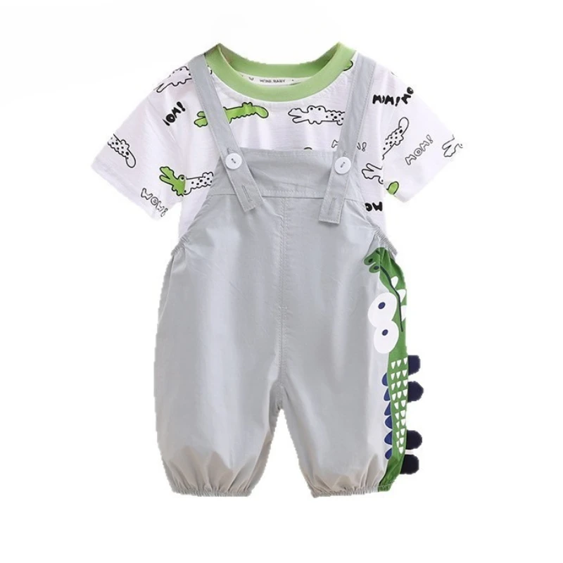 

New Summer Baby Boys Clothes Suit Children T-Shirt Overalls 2Pcs/Sets Infant Girls Clothing Toddler Cartoon Costume Kids Outfits