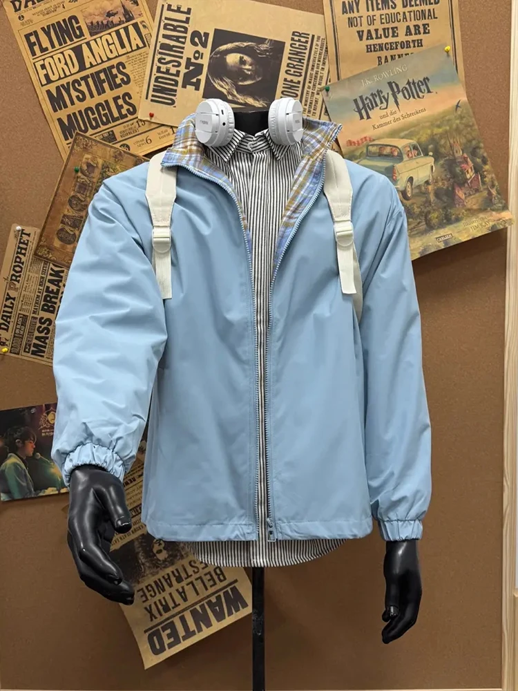 Męska kurtka baseballowa Cleanfit w kratę, jesienna, z wywijanym kołnierzem, w stylu amerykańskim retro, dla par, odzież wierzchnia, dopasowany krój, patchwork, Yout...