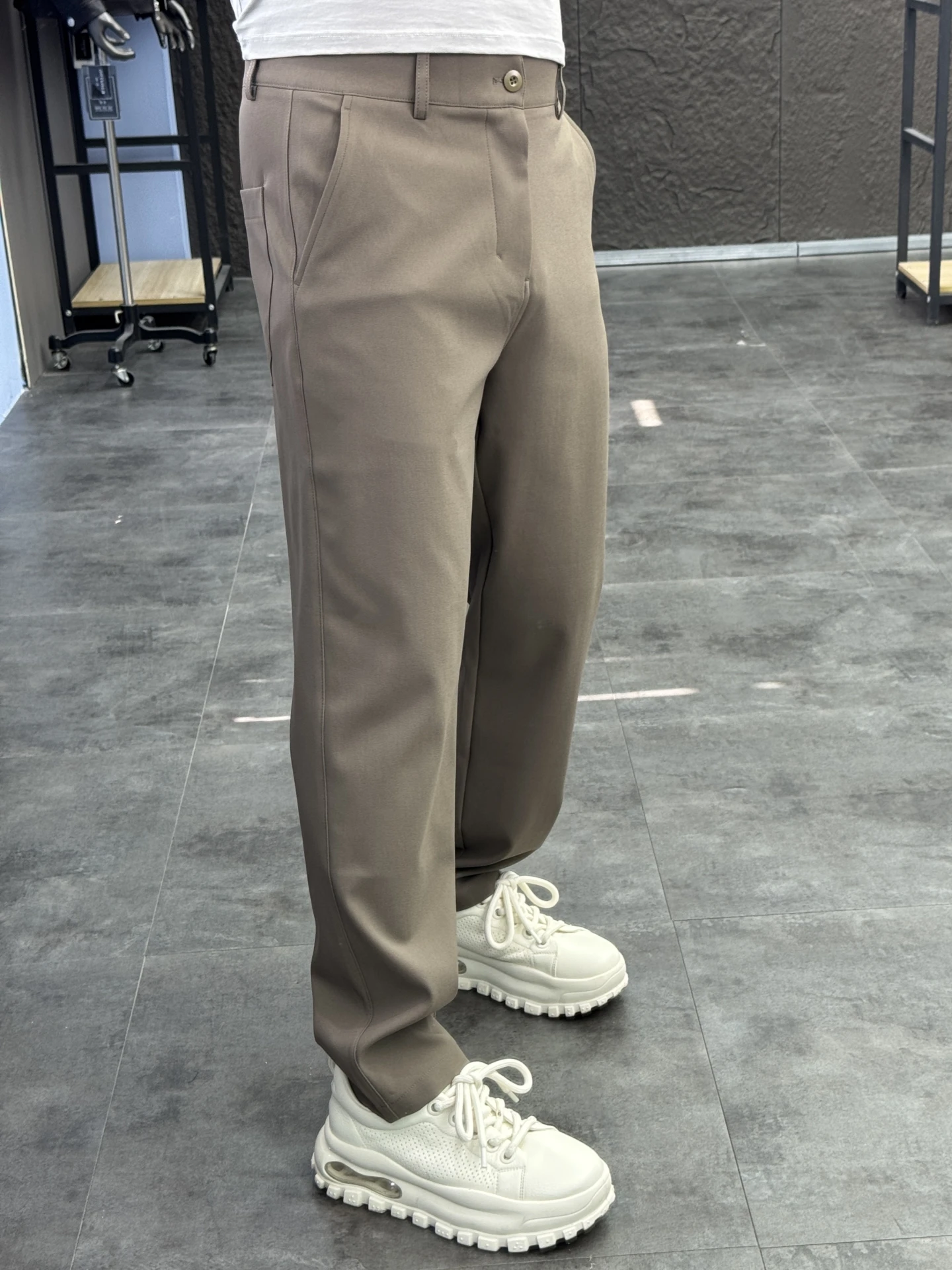 

Импортная ткань, 3D индивидуальные мужские удобные эластичные прямые повседневные брюки из полиэфирного волокна, не деформируемые, чистый цвет