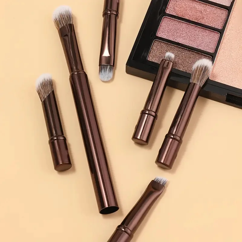 Conjunto de mini pincéis de maquiagem, 6 peças, destacável, contorno de viagem, corretivo, sombra, rosto, ferramentas cosméticas com caixa de armazenamento