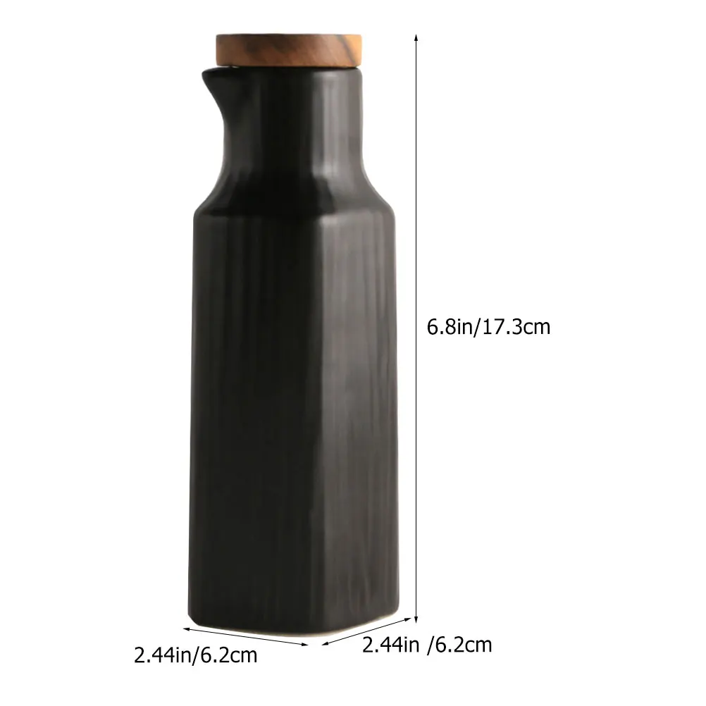

Soy Sauce Bottle Ceramic Vinegar Dispenser Wood Seasoning Oil Container Kitchen Supply Japanese Style Condiment Jar Decorative