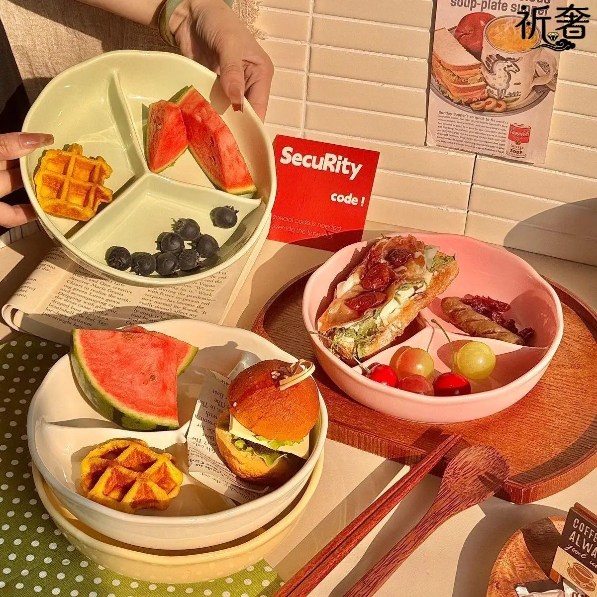 business-style-ceramic-plate-round-shape-fruit-salad-dessert-plate-high-value-home-breakfast-utensils-weight-loss-diet-plate