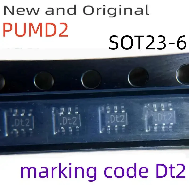 New and Original Pumd2 Dt2 Npn/Pnp Resistor-Equipped Transistors R1= 22 Kohm R2=22 Kohm Marking Code Dt2