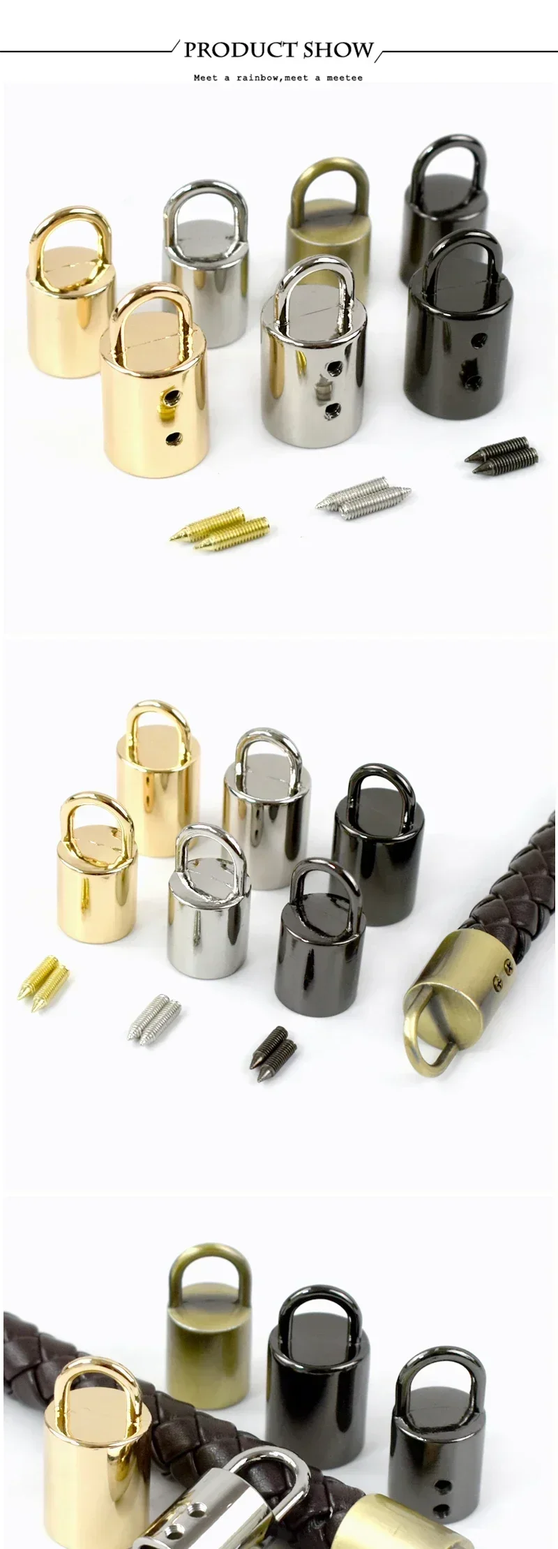 10/20Pcs 11/14mm Metal Buckles Bag Strap End Stopper Buckle Tassel Cap Clasp for Bags Handle Cord Lock Hanging DIY Accessories