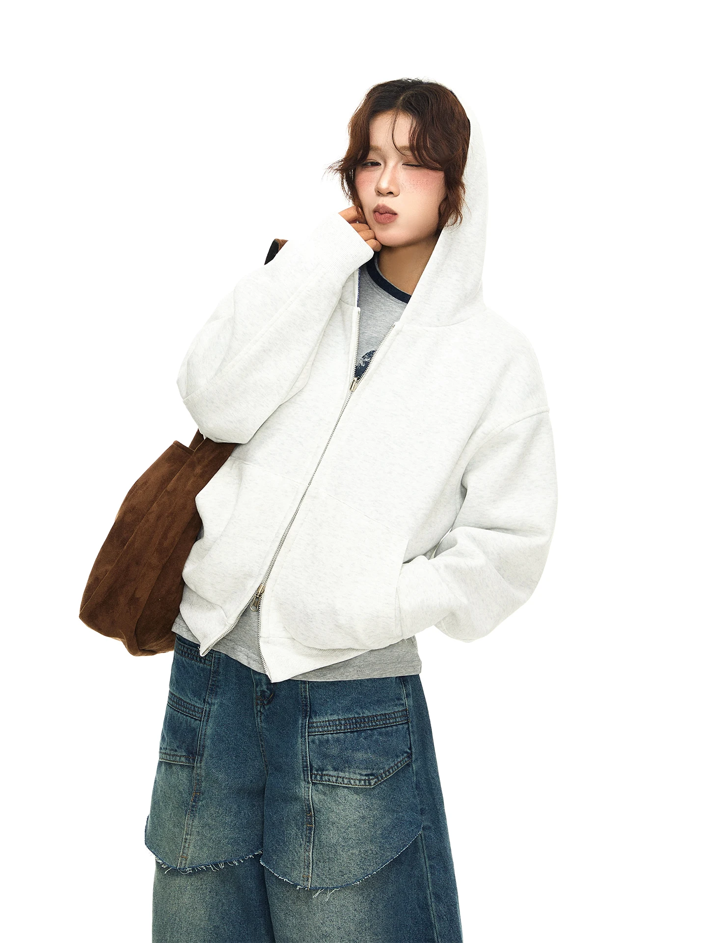 

Двусторонняя клетчатая толстовка-кардиган для женщин, свободный повседневный крой, уникальный дизайн от Mian Nian Old Store, удобная весенняя верхняя одежда