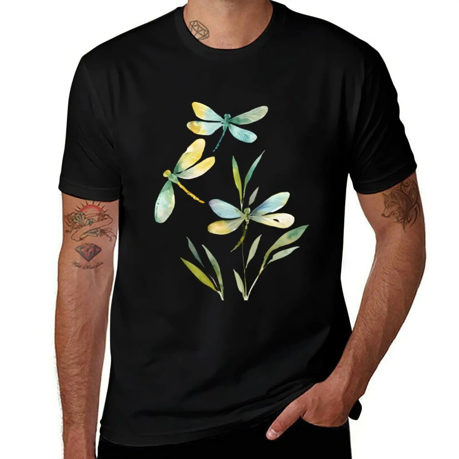 T-shirt Tranquil Dragonfly Dance, haut décontracté respirant à manches courtes