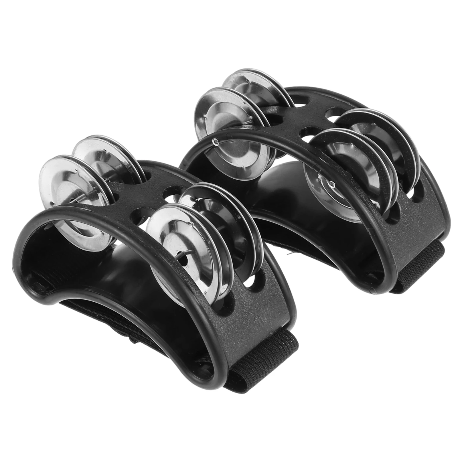

2pcs Black Foot Jingle Bells Percussion Instrument Music Toys Tambourine for Kids Baby Toddler Children Party Dancing Concert