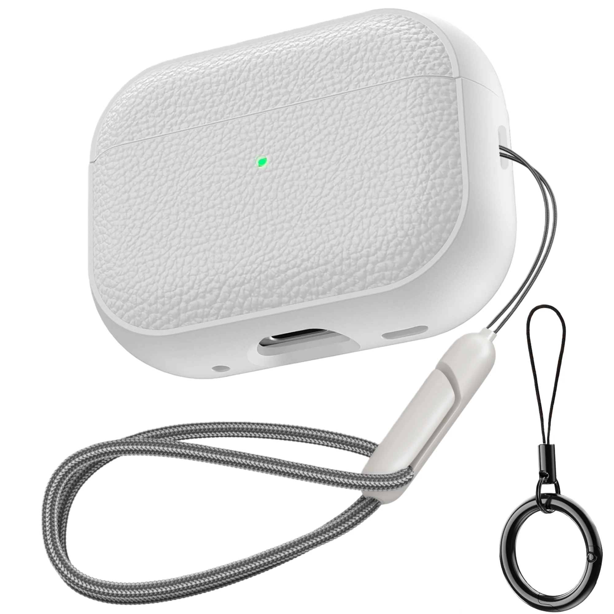 Kopfhörerhülle für AirPods 5/4/Pro 3, stoßfeste Schutzhülle aus TPU mit Lederoptik, inklusive Schlüsselanhänger und Trageschlaufe für AirPods 5/4/Pro 2. – Detail 8