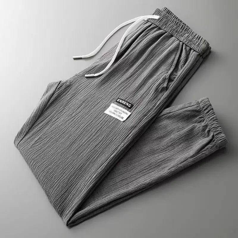 Men Casual Pants Black Harem Pants Man's Clothing Quick-drying Leggings Sportswear Summer Loose Solid Thin Slim Hip Hop