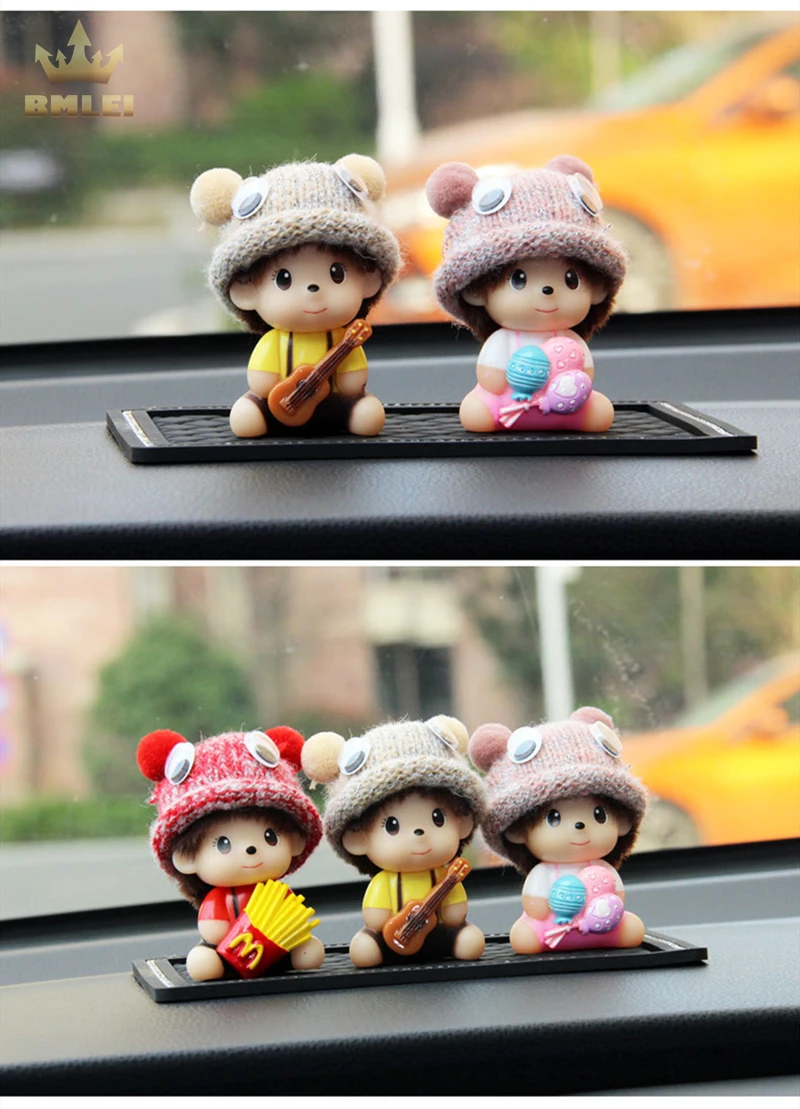 2022 Car Accessories Cute Cartoon Figure Figurines Balloon Ornament Auto Interior Dashboard for Girls Gifts