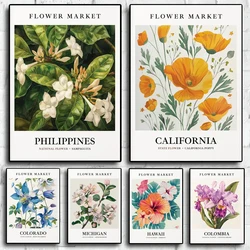Minimalist National Flower Philippines/Colombia/Spain Botanical Artwork Poster Canvas Painting Wall Picture Home Interior Decor
