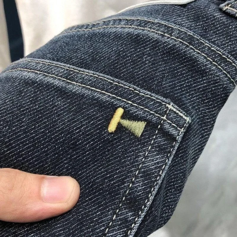 Fleece Lined Casual Men's Jeans Elastic Slim Straight Korean Style Autumn Winter Denim Pants City Outdoor Style Water Washed