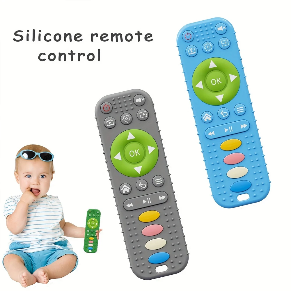 Baby Silicone Remote Control Toy Teether Baby Anti Hand Eating Teething Stick Children Toys Cartoon Soothing Bite Toys