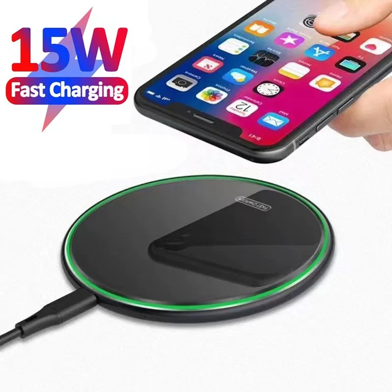 15W Wireless Charger Fast Charging for iPhone 15 14 13 X XR XS Max 8 for Samsung S10 S20 Note 10 20 