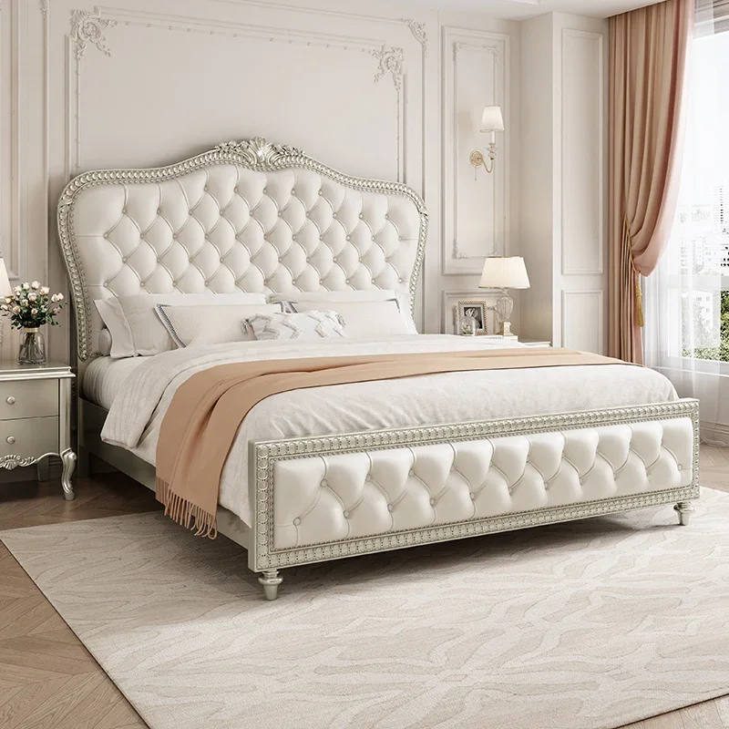 سرير فاخر إسكندنافي جمال حديث بسيط أوروبي الأميرة سرير على شكل قلعة بنات تصميم مزدوج أثاث غرفة نوم خشبي للنوم