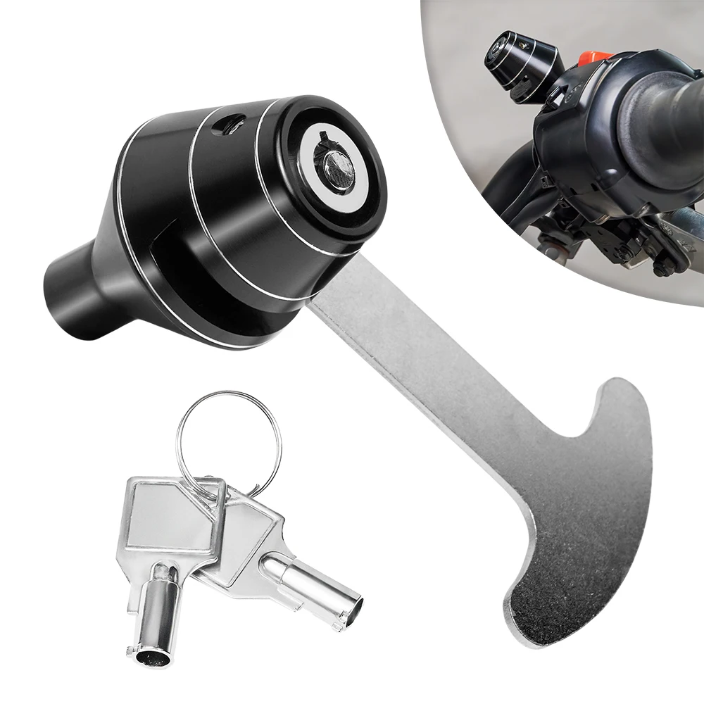 

Motorcycle Anti Theft Heavy Duty Decorative High Quality Waterproof CNC Aluminum Handlebar Helmet Lock for Indian Accessories