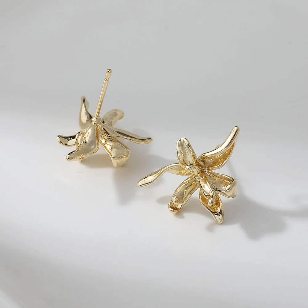 4 قطعة لذيذ زهرة شكل الأذن ترصيع Diy بها بنفسك أقراط موصلات صنع المجوهرات النتائج لوازم 14 كيلو مطلية بالذهب اكسسوارات 19*17 مللي متر #4