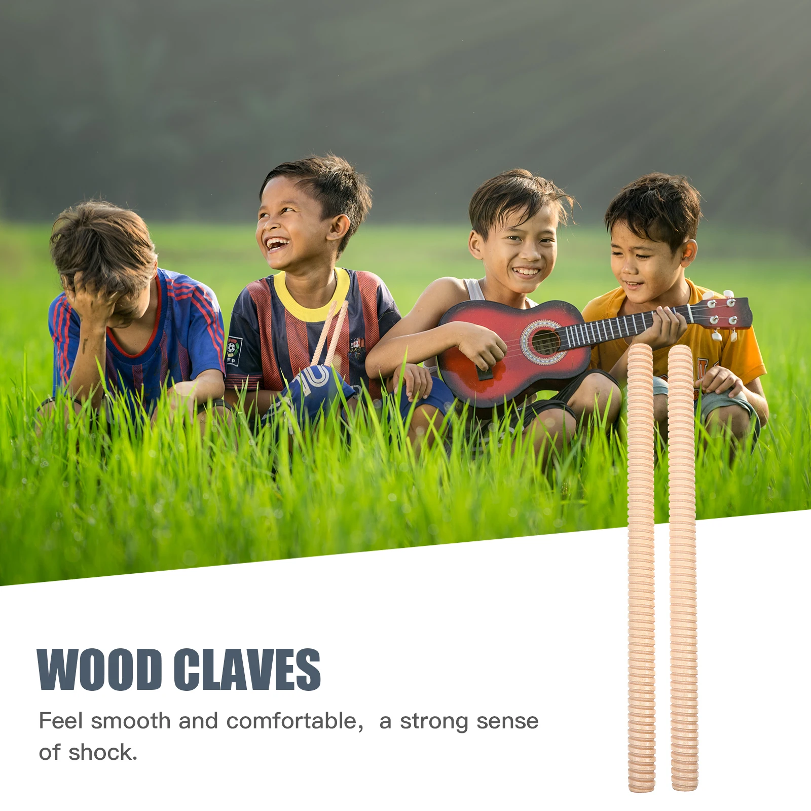 

2Pcs Wood Claves Children Rhythm Sticks Safe Durable Educational Music Instrument Classroom Percussion Accessories