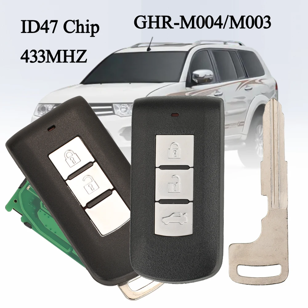 

jingyuqin GHR-M004/M003 2/3 BTN Remote Control Key 433MHZ ID47 NCF2952X Keyless GO For Mitsubishi Montero L200 Pajero Sport