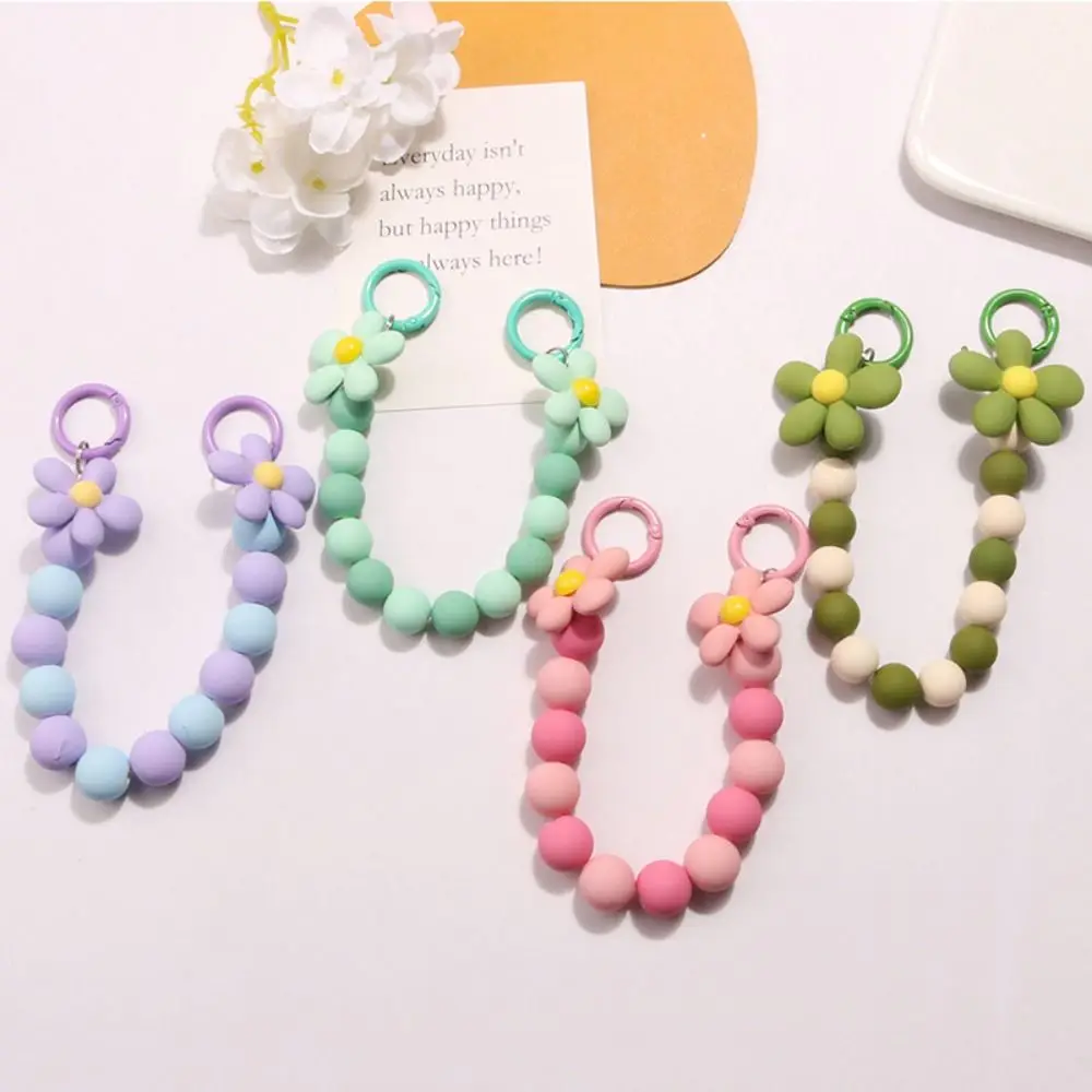 Funny Five Petal Flower Bracelet Keychain Spray Painted Handmade Chain Handheld Chain DIY Solid Colored Decor Gifts Bag