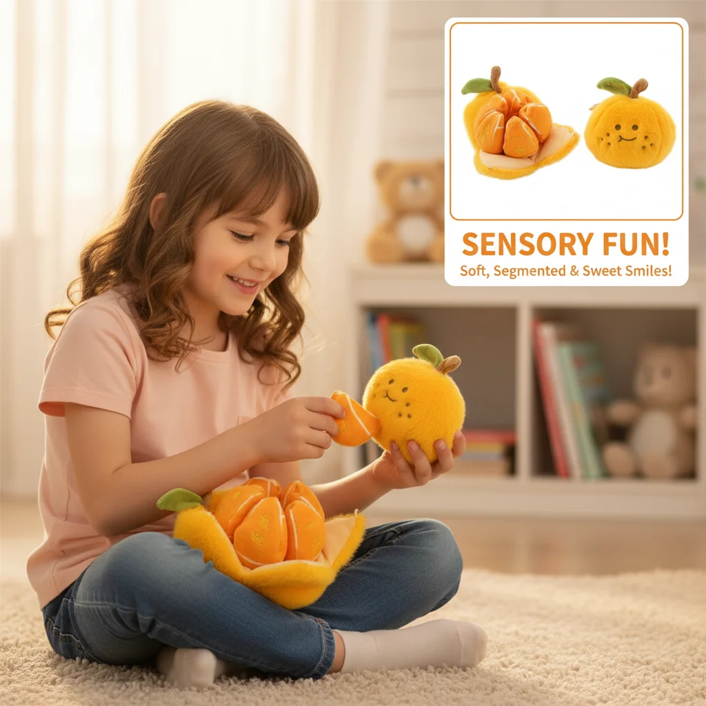 

Orange Pendant Plush Doll Decompression Sugar Keychain Simulation Detachment Internet Celebrity Toy Gift for Stress Relief