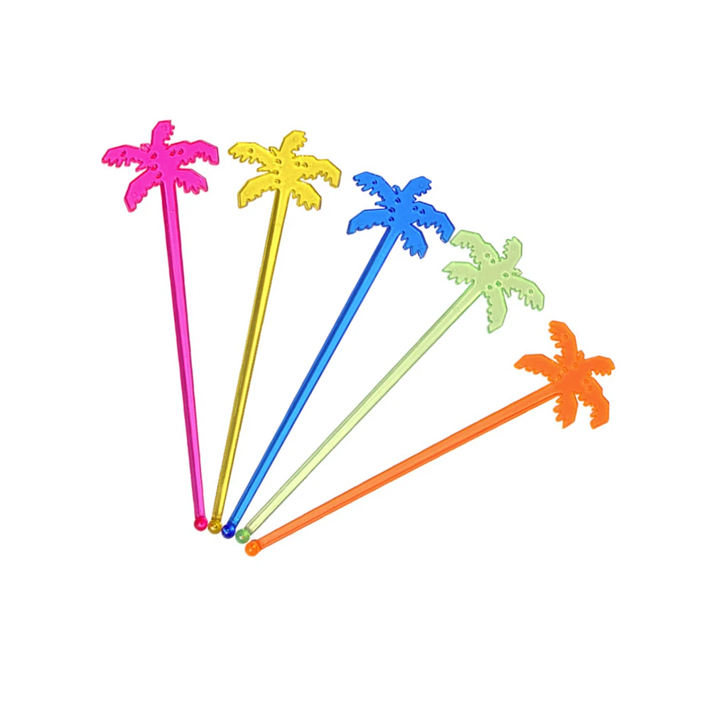 

25 Pcs Coconut Tree Swizzle Sticks Drink Stirrers Vibrant Colors Cocktail Decor Bar Coffee Shop Party Accessories