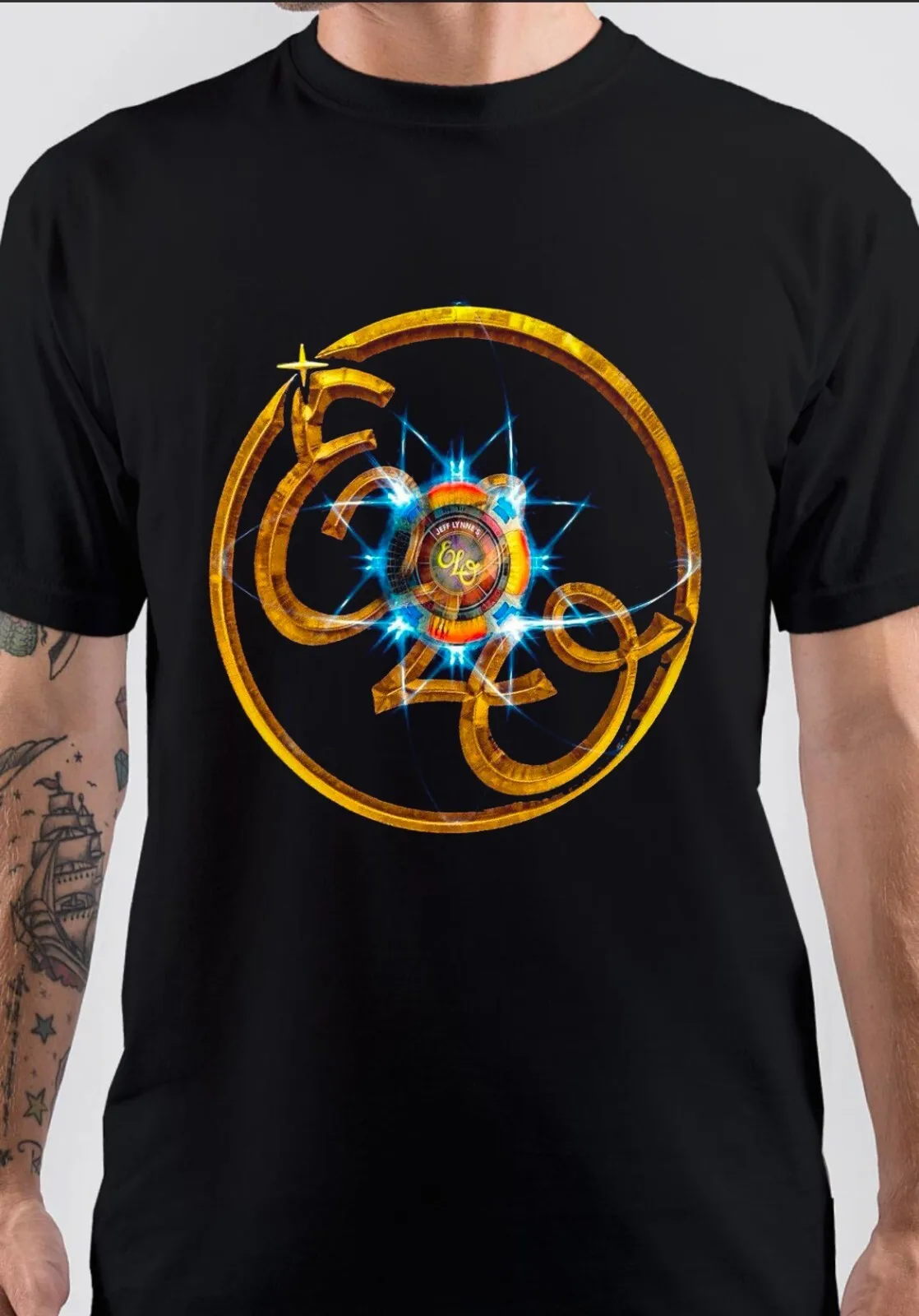 Vtg Electric Light Orchestra Elo Logo Band Cotton Black All Size T Shirt C156