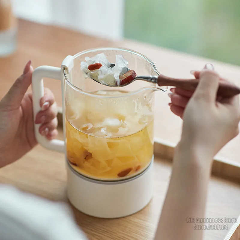 Olayks Mini Electric Kettle 600ML Multifunction Health Kettle Boiling Water Tea Soup Dessert Multi Cooker Adjustable Time TEMP