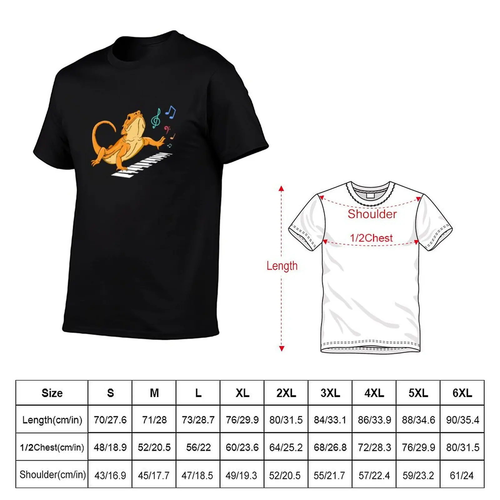 Bearded Dragon Music Piano Player Musician T-Shirt Breathable Workout Short Sleeve Top