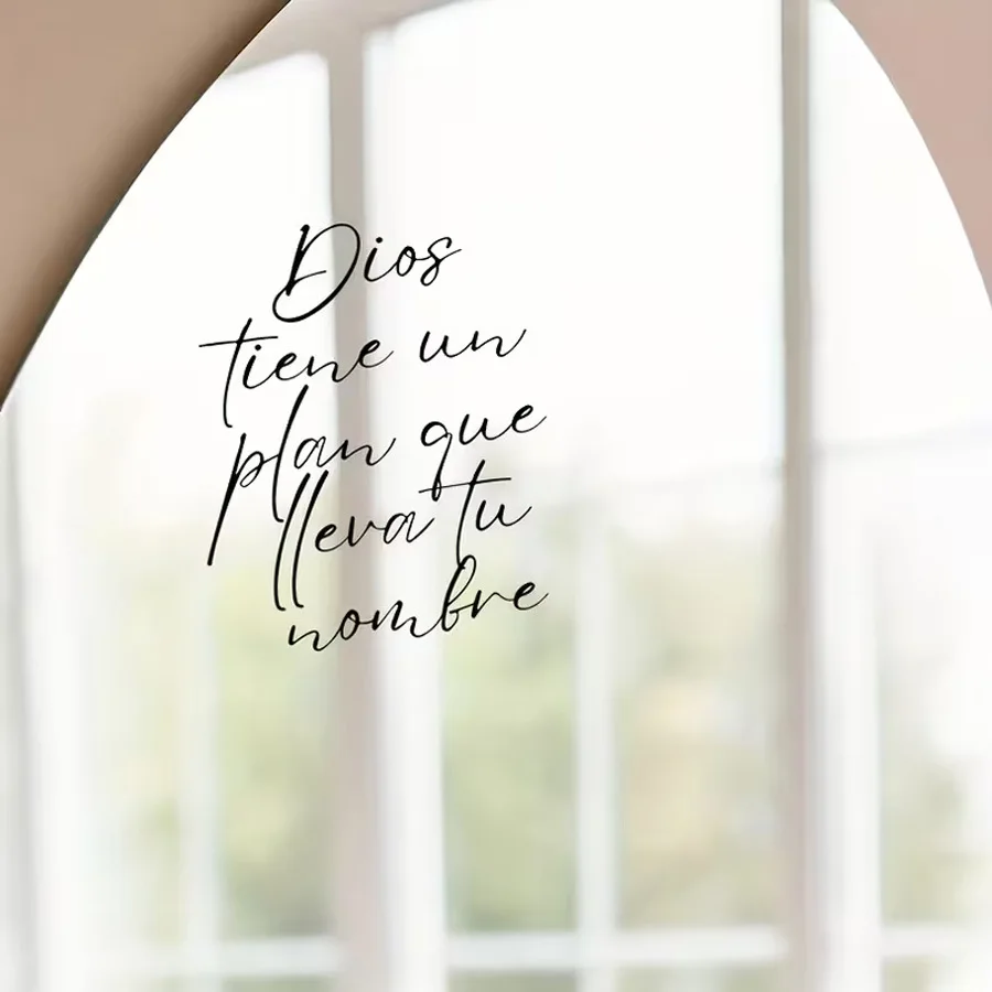 Minimal Spanish Art Letter Mirror Stickers, Gentle Inspirational Decor Decals, Self‑Adhesive Wall Stickers for Wall Art Ornament