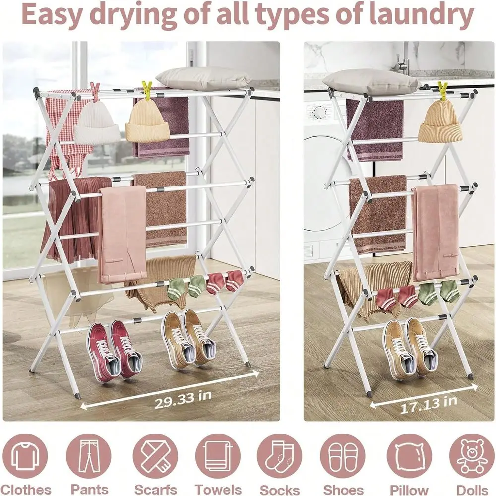

Stainless Steel FloorToCeiling Drying Rack, Expandable And Foldable ThreeLayer Laundry Drying Rack, Towel Rack, Air Drying Rack,