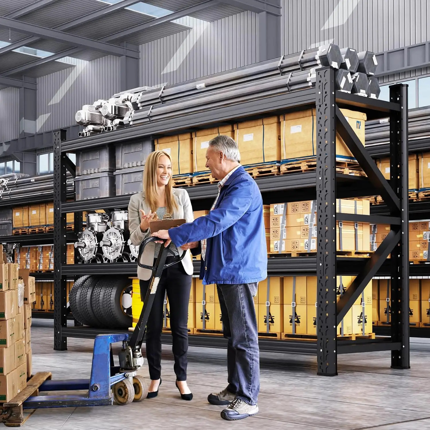 Garage Shelving 4 Tier Heavy Duty Storage Shelves 6000LBS Metal Shelving Unit,Adjustable Heavy Duty Shelving for, Customized