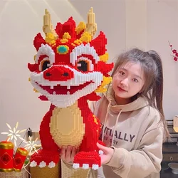 2024 New Dragon Building Blocks New Flong Baby Small Particle Puzzle ornamenti bambini ragazzi e ragazze regalo di compleanno di capodanno