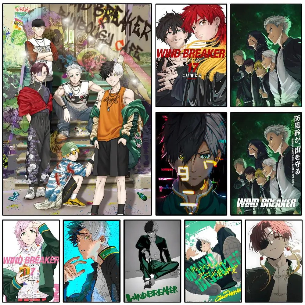 Anime W-Wind B-Breaker Poster Self-adhesive Art Waterproof Paper Sticker Coffee House Wall Decor