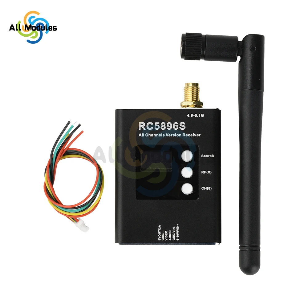 

RC5896S Receiver 4.9-6.1Ghz Video Receiver 96 Frequency Point Compatible with 5.8G Image Transmission DC 6-40V