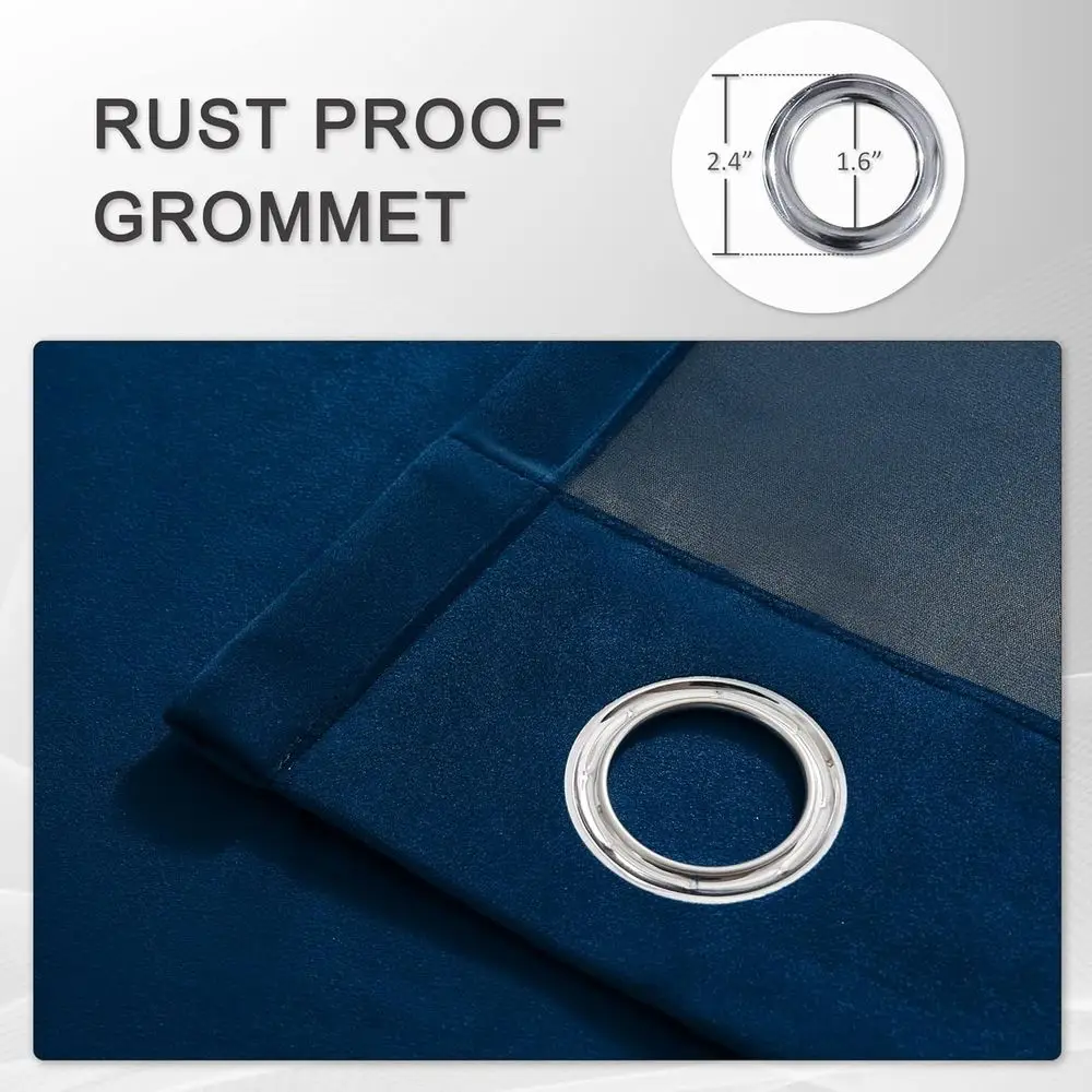 ستائر تعتيم معزولة حراريًا بطول 12 قدمًا، شديدة التحمل لغرف المعيشة بطابقين، 52 عريضة، أزرق داكن