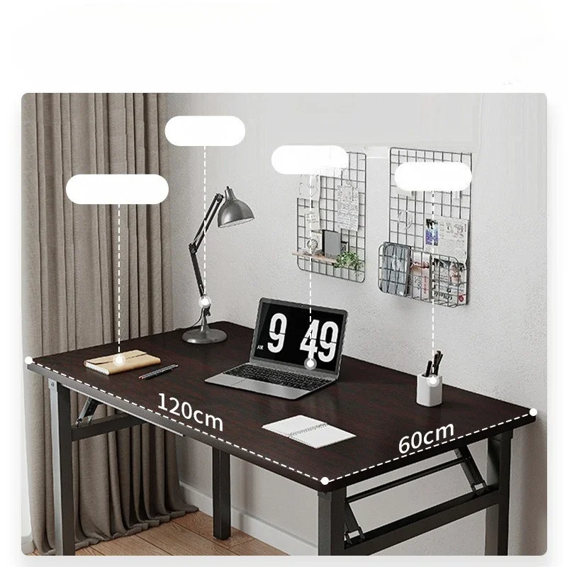 Walnut Rectangular Folding Computer Desk Portable Space Saving Office Study Classroom Training Home Use Household Furniture