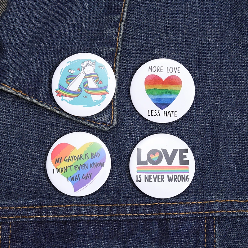 LOVE is LOVE Soft Button Pin Bright Printed Icon Rainbow Gift Lesbian LGBT ALL LOVE is EQUAL Badge Pride Gay Brooch