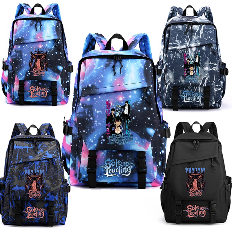 Solo Leveling Anime Fan Backpack Shouder Fashion Schoolbag for Teenagers Boys Solo Leveling Sung Jin Woo Cool Travel Back Pack