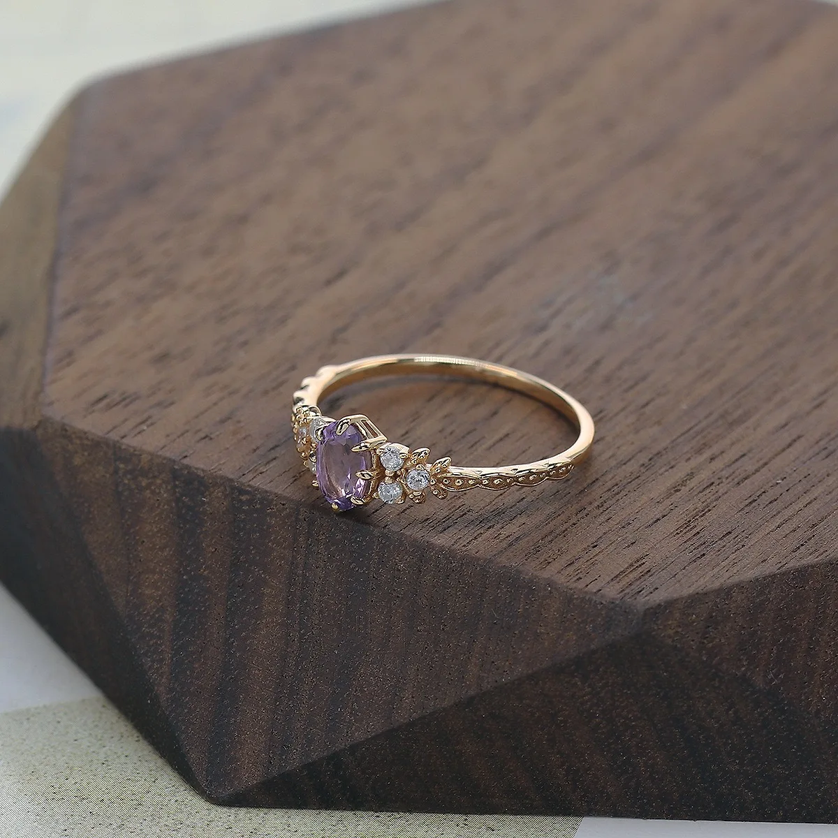 Natural Garnet Ring Gold January February Birthstone Rings Art Deco Dainty Oval Amethyst Anniversary Wedding Jewelry Gift